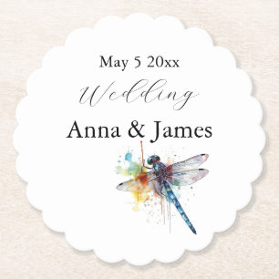 Dragonfly Wedding, custom  Paper Coaster