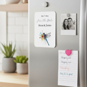 Dragonfly Wedding, custom save the date sticker Magnet