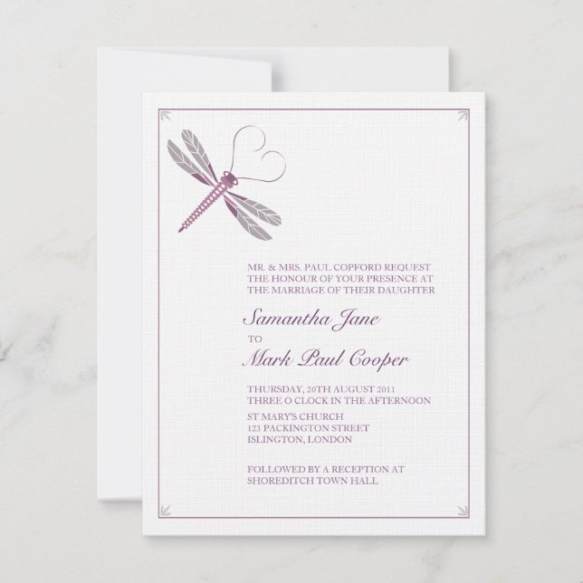 Dragonfly Wedding Invitations (Front)