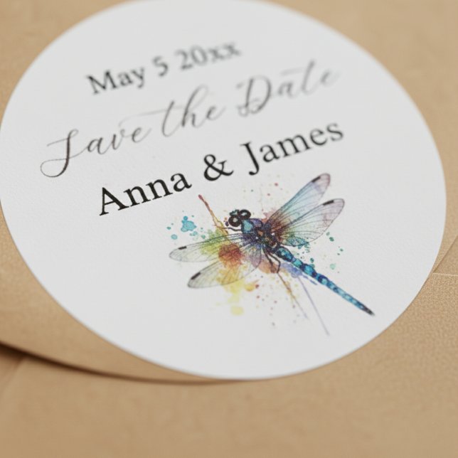 Dragonfly wedding save the date sticker (Creator Uploaded)