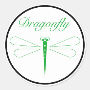 Dragonfly - White Classic Round Sticker, Glossy Sticker