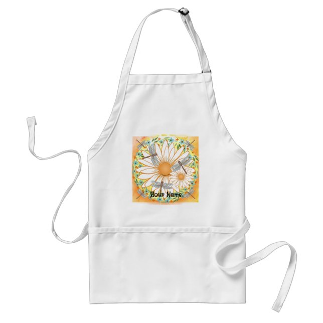 Dragonfly White Daisy Standard Apron (Front)