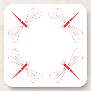 Dragonfly - White Hard Plastic coasters - set of 6