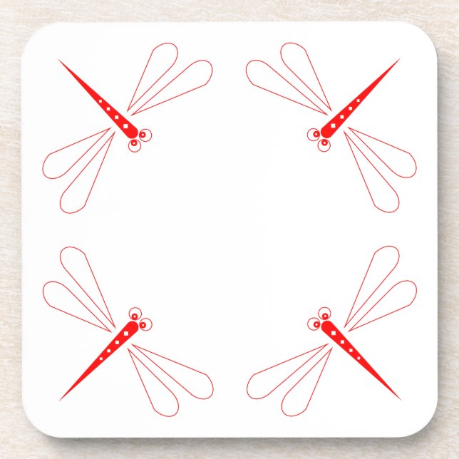 Dragonfly - White Hard Plastic coasters - set of 6 (Front)