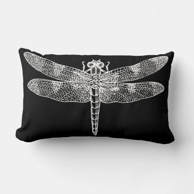 Dragonfly (white) lumbar pillow (Front)