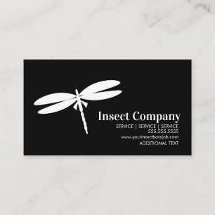 Dragonfly White Pest Control  Company Logo Black Business Card