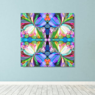 Dragonfly Wildflower Garden Abstract Floral Canvas Print