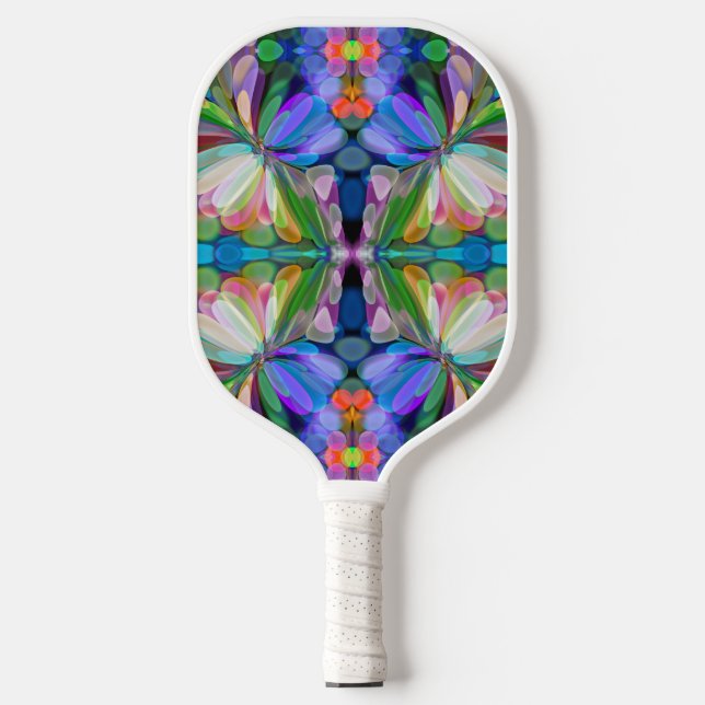 Dragonfly Wildflower Garden Abstract Floral Pickleball Paddle (Front)