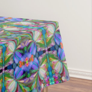 Dragonfly Wildflower Garden Abstract Floral Tablecloth