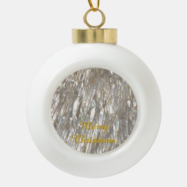 Dragonfly Wing Ceramic Ball Christmas Ornament (Front)