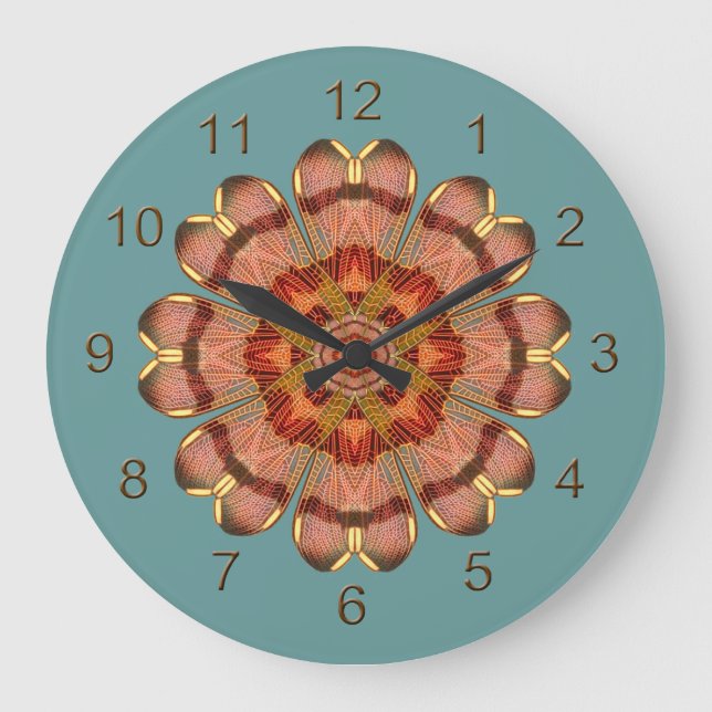 Dragonfly Wing Mandala Wall Clock (Front)