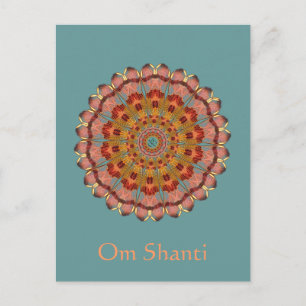 Dragonfly Wing Om Shanti Mandala Postcard