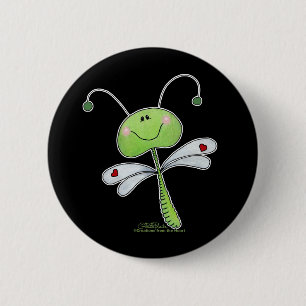 Dragonfly with Hearts 2 Inch Round Button