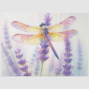 Dragonfly With Lavender Flowers Tissue Paper