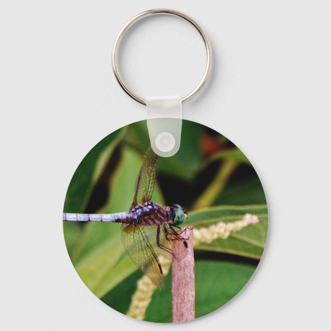 Dragonfly with white flowers keychain (Front)