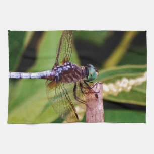 Dragonfly with white flowers kitchen towel