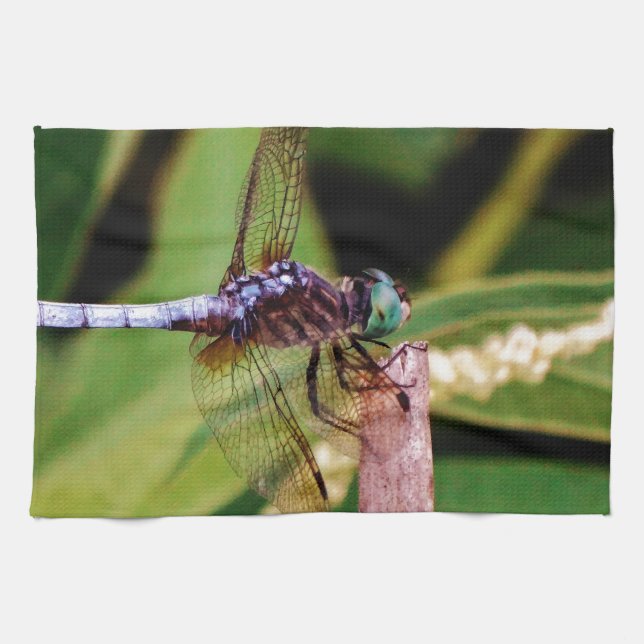Dragonfly with white flowers kitchen towel (Horizontal)