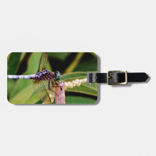 Dragonfly with white flowers luggage tag (Front Horizontal)