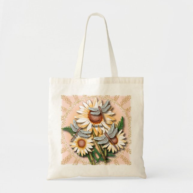 Dragonfly Yellow Daisy  Tote Bag (Front)