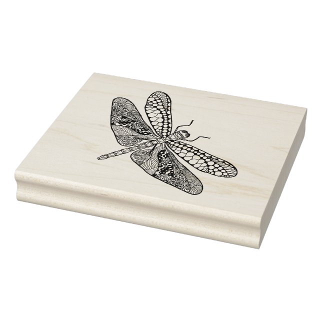 Dragonfly Zendoodle Rubber Stamp (Stamp)