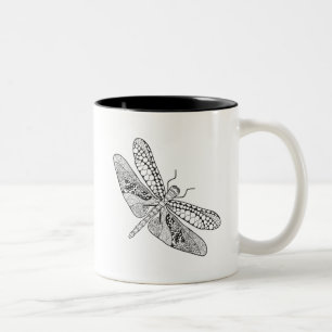 Dragonfly Zendoodle Two-Tone Coffee Mug
