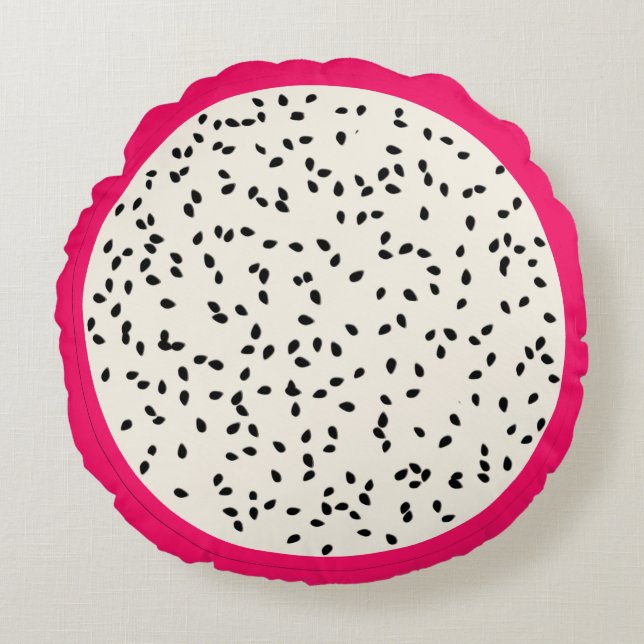 Dragonfruit / Dragon Fruit Stylized Fruit Slice Round Pillow (Front)