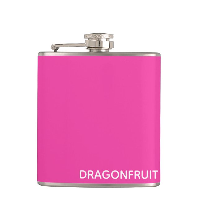 Dragonfruit pink colour name hip flask (Front)