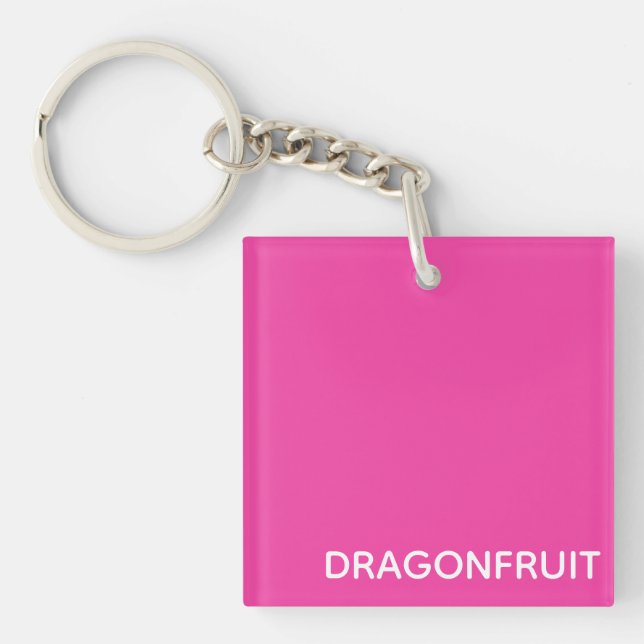 Dragonfruit pink colour name keychain (Front)