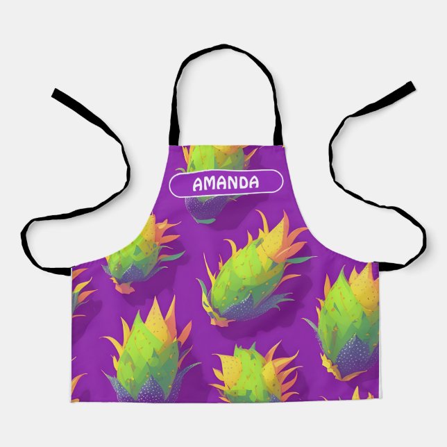 Dragonfruit Rainbow Colourful Personalized Pattern Apron (Front)