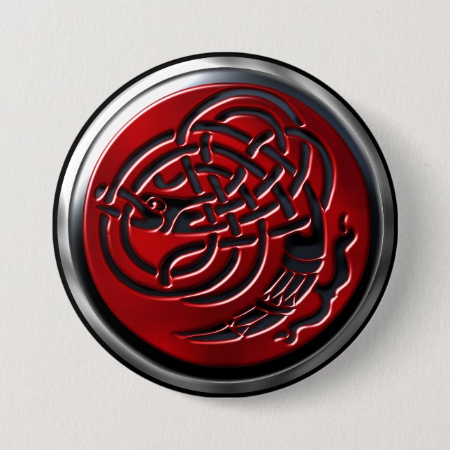 Dragonknot Ruby Shield Button (Front)