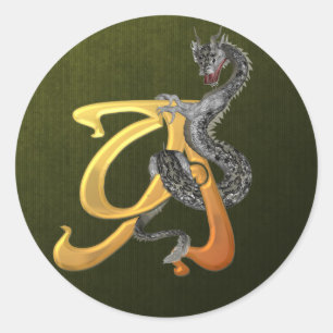 Dragonlore Initial A Classic Round Sticker