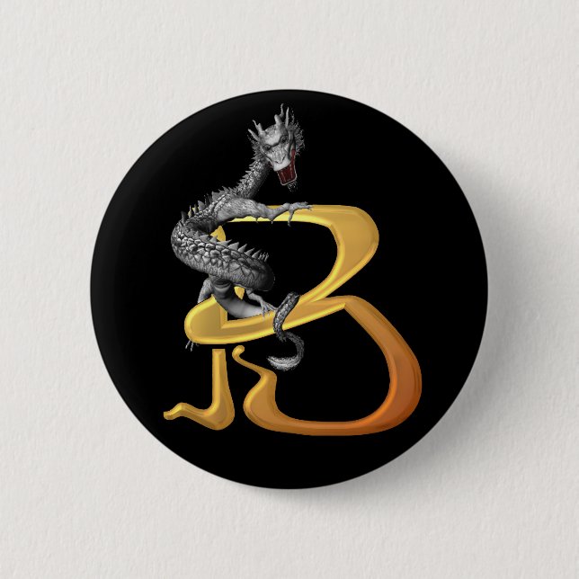 Dragonlore Initial B 2 Inch Round Button (Front)