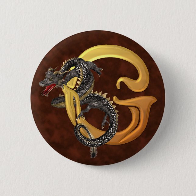 Dragonlore Initial G 2 Inch Round Button (Front)