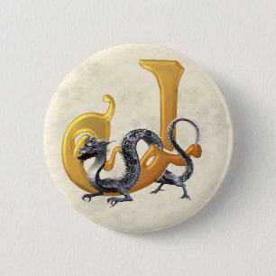 Dragonlore Initial J 2 Inch Round Button