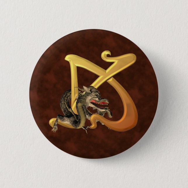 Dragonlore Initial K 2 Inch Round Button (Front)