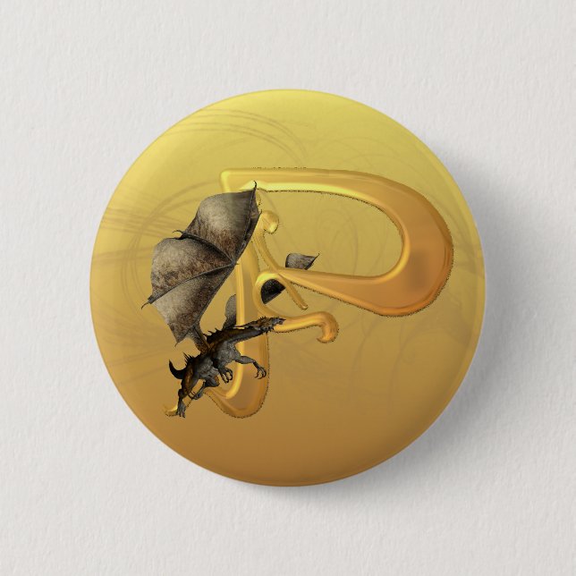 Dragonlore Initial P 2 Inch Round Button (Front)
