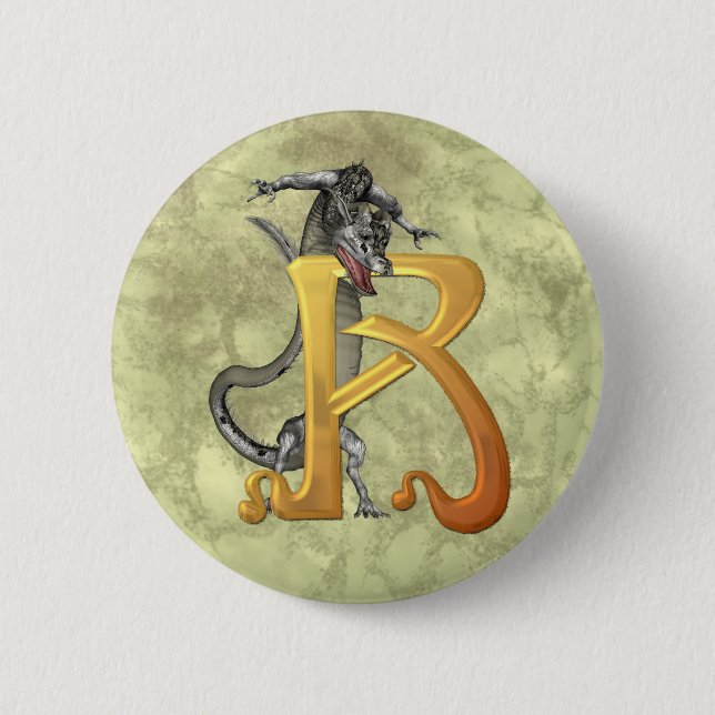 Dragonlore Initial R 2 Inch Round Button (Front)