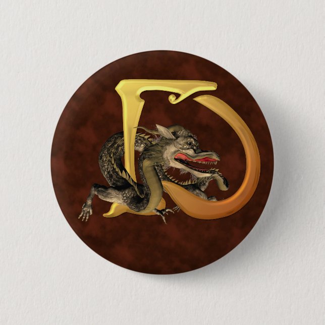 Dragonlore Initials D 2 Inch Round Button (Front)