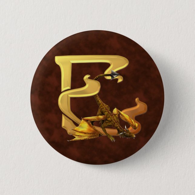 Dragonlore Initials E 2 Inch Round Button (Front)