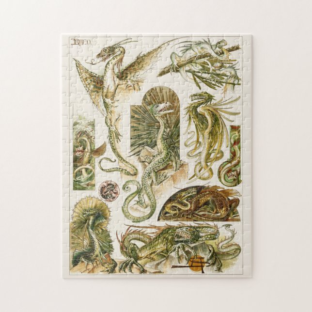 Dragons, art nouveau illustration by Anton Seder J Jigsaw Puzzle (Vertical)