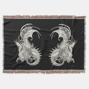 Dragons Art Nouveau style Throw Blanket