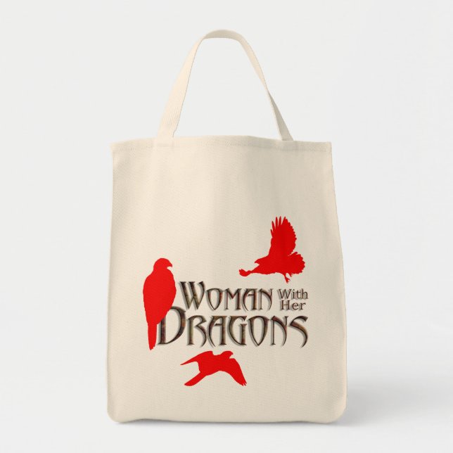 dragons, “birds of prey” “lady hawkers” “lady falc tote bag (Front)