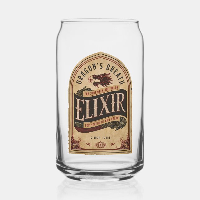 Dragon's Breath Elixir Vintage Halloween Can Glass (Front)