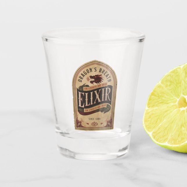 Dragon's Breath Elixir Vintage Halloween Shot Glass (Front)