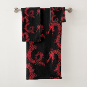 Dragons chinois rouges et noir de style de Ninja