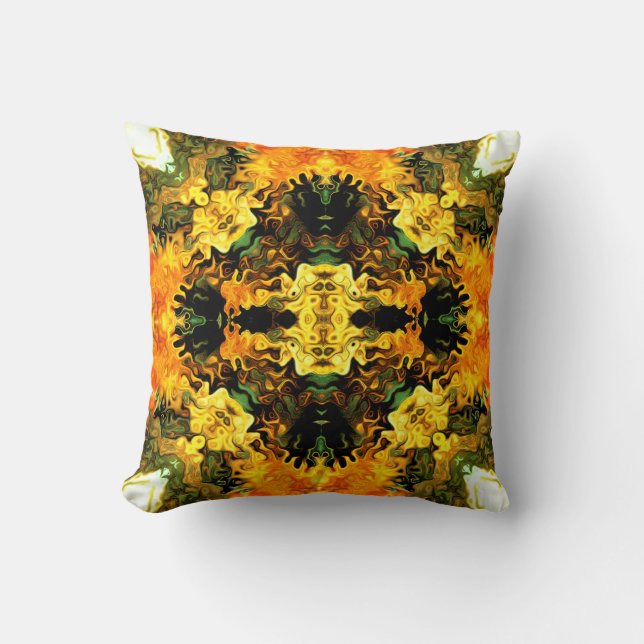 Dragons (colourful psychedelic abstract pattern) throw pillow (Front)