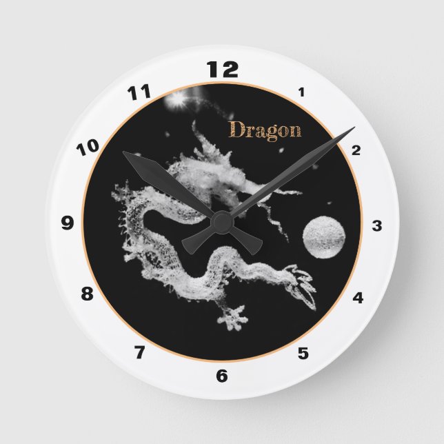 Dragons & Crystal Dragon Lore /Birth of the Dragon Round Clock (Front)