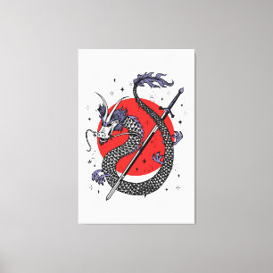 Dragon's Defiance: A Majestic Chinese Artwork Canvas Print