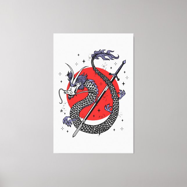 Dragon's Defiance: A Majestic Chinese Artwork Canvas Print (Front)