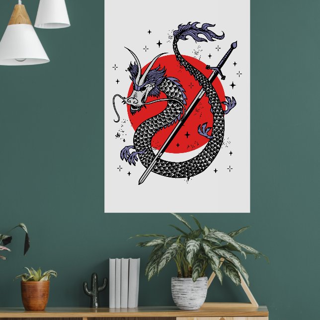 Dragon's Defiance: A Majestic Chinese Artwork Poster (Living Room 1)